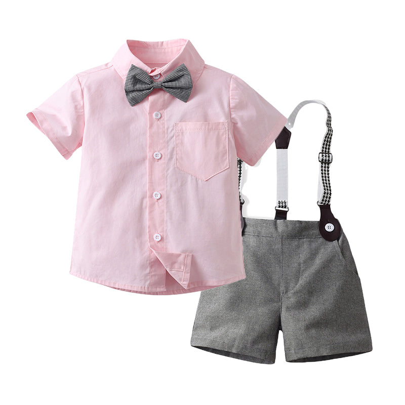 2 Pieces Set Baby Kid Boys Dressy Polka dots Bow Shirts And Shorts Suits Wholesale 220526214
