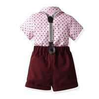 Load image into Gallery viewer, 2 Pieces Set Baby Kid Boys Dressy Polka dots Bow Shirts And Shorts Suits Wholesale 220526214
