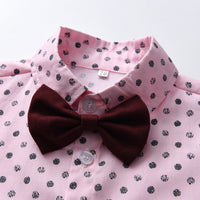 Load image into Gallery viewer, 2 Pieces Set Baby Kid Boys Dressy Polka dots Bow Shirts And Shorts Suits Wholesale 220526214
