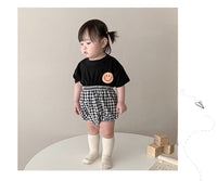 Load image into Gallery viewer, 2 Pieces Set Baby Unisex Expression T-Shirts And Checked Shorts Wholesale 220526215
