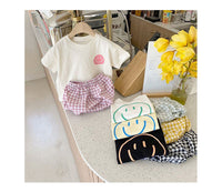 Load image into Gallery viewer, 2 Pieces Set Baby Unisex Expression T-Shirts And Checked Shorts Wholesale 220526215
