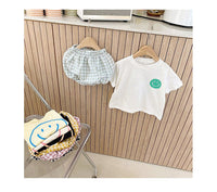 Load image into Gallery viewer, 2 Pieces Set Baby Unisex Expression T-Shirts And Checked Shorts Wholesale 220526215
