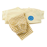 Load image into Gallery viewer, 2 Pieces Set Baby Kid Unisex Expression T-Shirts And Checked Pants Wholesale 220526217
