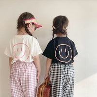 Load image into Gallery viewer, 2 Pieces Set Baby Kid Unisex Expression T-Shirts And Checked Pants Wholesale 220526217

