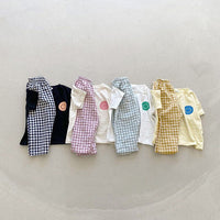 Load image into Gallery viewer, 2 Pieces Set Baby Kid Unisex Expression T-Shirts And Checked Pants Wholesale 220526217
