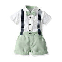 Load image into Gallery viewer, 2 Pieces Set Baby Kid Boys Solid Color Bow Shirts And Shorts Suits Wholesale 220526220

