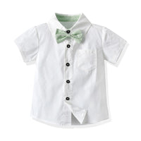 Load image into Gallery viewer, 2 Pieces Set Baby Kid Boys Solid Color Bow Shirts And Shorts Suits Wholesale 220526220

