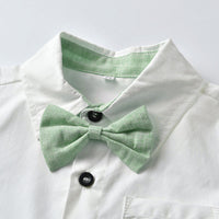 Load image into Gallery viewer, 2 Pieces Set Baby Kid Boys Solid Color Bow Shirts And Shorts Suits Wholesale 220526220
