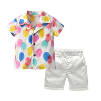 Load image into Gallery viewer, 2 Pieces Set Baby Kid Boys Print Shirts And Solid Color Shorts Wholesale 220526222
