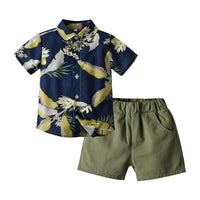 Load image into Gallery viewer, 2 Pieces Set Baby Kid Boys Print Shirts And Solid Color Shorts Wholesale 220526229
