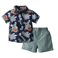Load image into Gallery viewer, 2 Pieces Set Baby Kid Boys Print Shirts And Solid Color Shorts Wholesale 220526229

