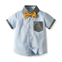 Load image into Gallery viewer, 2 Pieces Set Baby Kid Boys Dressy Bow Shirts Suits And Solid Color Rompers Wholesale 22052623
