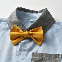 Load image into Gallery viewer, 2 Pieces Set Baby Kid Boys Dressy Bow Shirts Suits And Solid Color Rompers Wholesale 22052623
