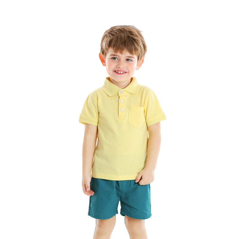 2 Pieces Set Baby Kid Boys Solid Color Polo Shirts And Shorts Wholesale 22052624