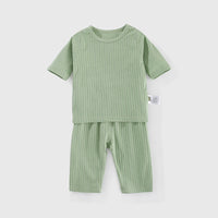 Load image into Gallery viewer, 2 Pieces Set Baby Unisex Solid Color Muslin&amp;Ribbed Tops And Pants Wholesale 220526255
