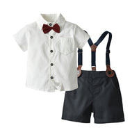 Load image into Gallery viewer, 2 Pieces Set Baby Kid Boys Solid Color Bow Shirts And Shorts Suits Wholesale 22052626
