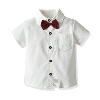 Load image into Gallery viewer, 2 Pieces Set Baby Kid Boys Solid Color Bow Shirts And Shorts Suits Wholesale 22052626
