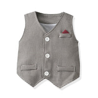 Load image into Gallery viewer, 3 Pieces Set Baby Kid Boys Dressy Houndstooth Vests Waistcoats Solid Color Shirts And Rompers Wholesale 220526263
