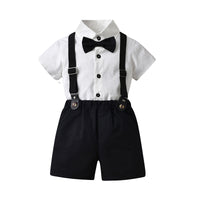 Load image into Gallery viewer, 2 Pieces Set Baby Kid Boys Dressy Solid Color Striped Shirts And Rompers Wholesale 220526265
