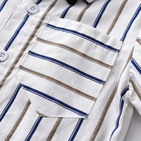 Load image into Gallery viewer, 2 Pieces Set Baby Kid Boys Dressy Solid Color Striped Shirts And Rompers Wholesale 220526265
