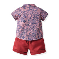 Load image into Gallery viewer, 3 Pieces Set Baby Kid Boys Flower Print Shirts And Solid Color Tops And Shorts Wholesale 220526273
