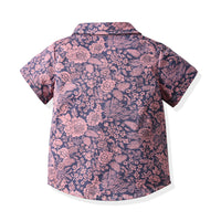 Load image into Gallery viewer, 3 Pieces Set Baby Kid Boys Flower Print Shirts And Solid Color Tops And Shorts Wholesale 220526273
