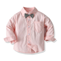 Load image into Gallery viewer, 2 Pieces Set Baby Kid Boys Dressy Birthday Party Solid Color Flower Bow Print Shirts And Jumpsuits Wholesale 220526276
