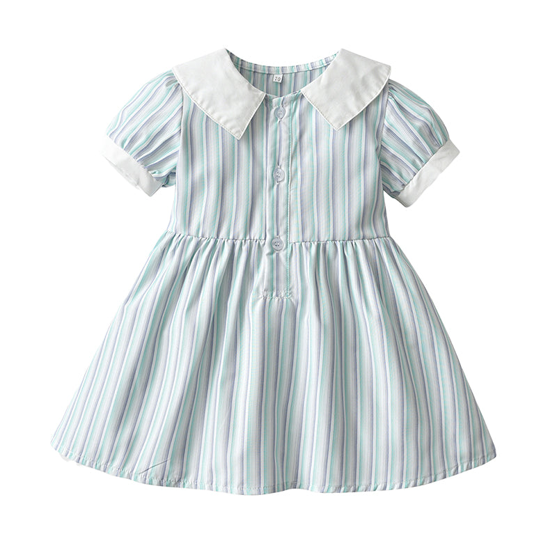Baby Kid Girls Striped Dresses Wholesale 220526278
