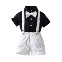 Load image into Gallery viewer, 2 Pieces Set Baby Kid Boys Solid Color Bow Shirts And Rompers Wholesale 220526279
