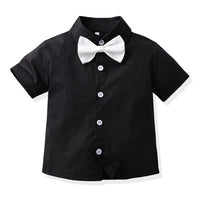 Load image into Gallery viewer, 2 Pieces Set Baby Kid Boys Solid Color Bow Shirts And Rompers Wholesale 220526279
