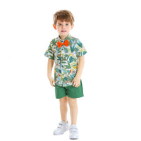 Load image into Gallery viewer, 2 Pieces Set Baby Kid Boys Plant Bow Print Polo Shirts And Shorts Wholesale 22052628
