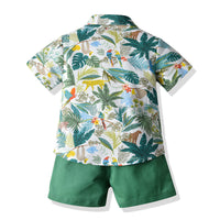 Load image into Gallery viewer, 2 Pieces Set Baby Kid Boys Plant Bow Print Polo Shirts And Shorts Wholesale 22052628
