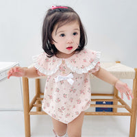Load image into Gallery viewer, Baby Kid Girls Flower Bow Print Rompers Wholesale 220526287
