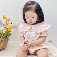 Load image into Gallery viewer, Baby Kid Girls Flower Bow Print Rompers Wholesale 220526287
