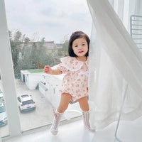 Load image into Gallery viewer, Baby Kid Girls Flower Bow Print Rompers Wholesale 220526287
