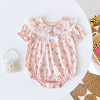 Load image into Gallery viewer, Baby Kid Girls Flower Bow Print Rompers Wholesale 220526287
