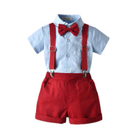 Load image into Gallery viewer, 2 Pieces Set Baby Kid Boys Solid Color Bow Shirts And Shorts Suits Wholesale 22052629
