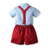 Load image into Gallery viewer, 2 Pieces Set Baby Kid Boys Solid Color Bow Shirts And Shorts Suits Wholesale 22052629
