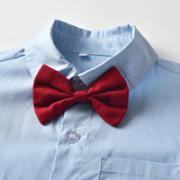 Load image into Gallery viewer, 2 Pieces Set Baby Kid Boys Solid Color Bow Shirts And Shorts Suits Wholesale 22052629
