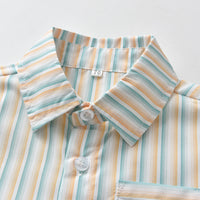 Load image into Gallery viewer, 2 Pieces Set Baby Kid Boys Dressy Striped Checked Bow Shirts And Shorts Suits Wholesale 220526292
