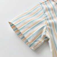 Load image into Gallery viewer, 2 Pieces Set Baby Kid Boys Dressy Striped Checked Bow Shirts And Shorts Suits Wholesale 220526292
