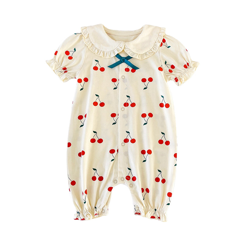 Baby Kid Girls Fruit Bow Print Rompers Wholesale 220526300