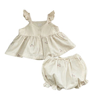 Load image into Gallery viewer, 2 Pieces Set Baby Girls Flower Embroidered Tank Tops And Shorts Wholesale 220526303
