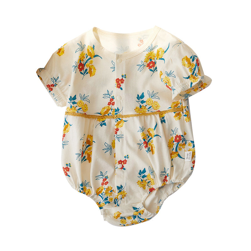 Baby Girls Flower Print Rompers Wholesale 220526311