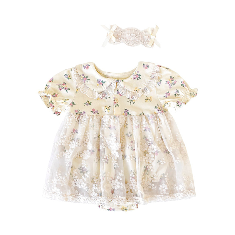 Baby Girls Flower Lace Embroidered Rompers Wholesale 220526314