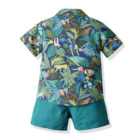 Load image into Gallery viewer, 2 Pieces Set Baby Kid Boys Plant Bow Print Polo Shirts And Shorts Wholesale 22052632
