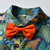 Load image into Gallery viewer, 2 Pieces Set Baby Kid Boys Plant Bow Print Polo Shirts And Shorts Wholesale 22052632
