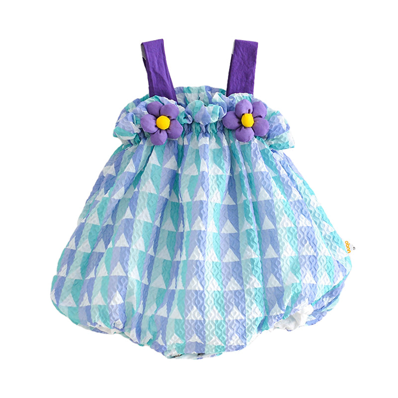 Baby Girls Flower Checked Rompers Wholesale 220526320