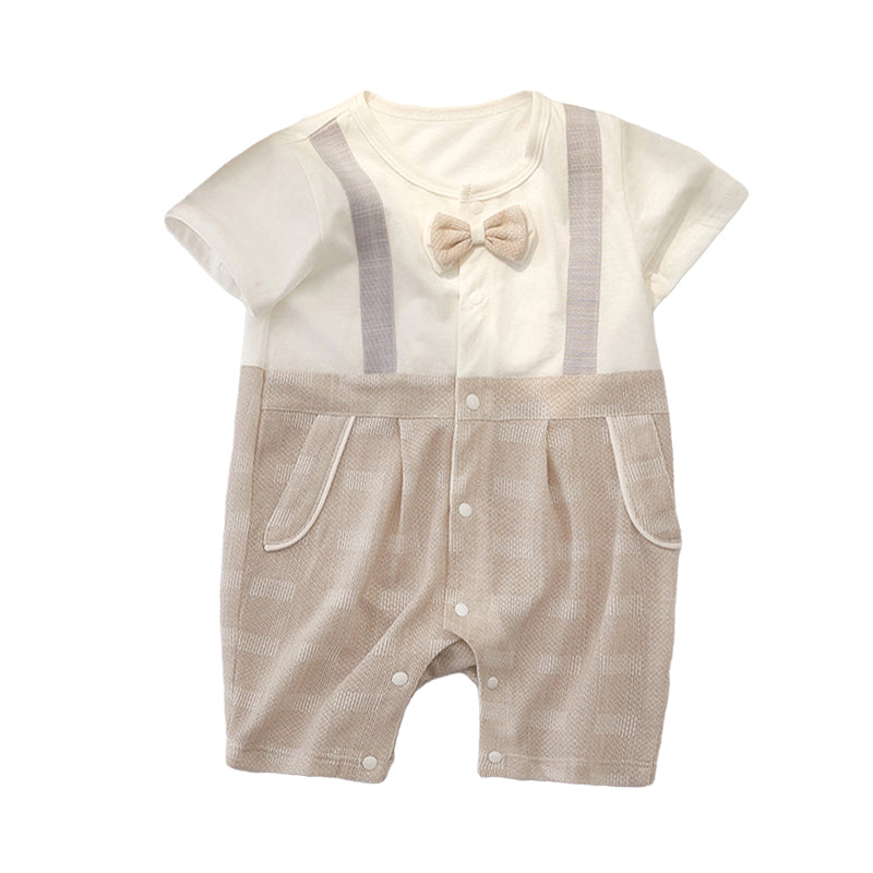Baby Boys Color-blocking Bow Jumpsuits Wholesale 220526323