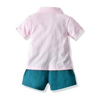Load image into Gallery viewer, 2 Pieces Set Baby Kid Unisex Solid Color Polo Shirts And Shorts Wholesale 22052633
